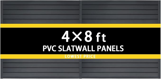 4'H x 4'W PVC Slatwall Panels Garage Wall Storage System by Unknown