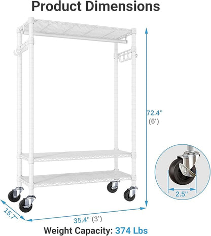 VIPEK R3 Rolling Clothing Rack Heavy Duty Garment Rack - Image 5