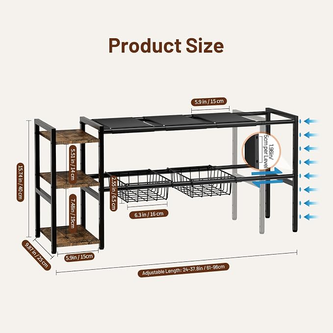 Housolution Expandable Under Sink Cabinet Organizer Rack and Storage Shelf | - Image 7