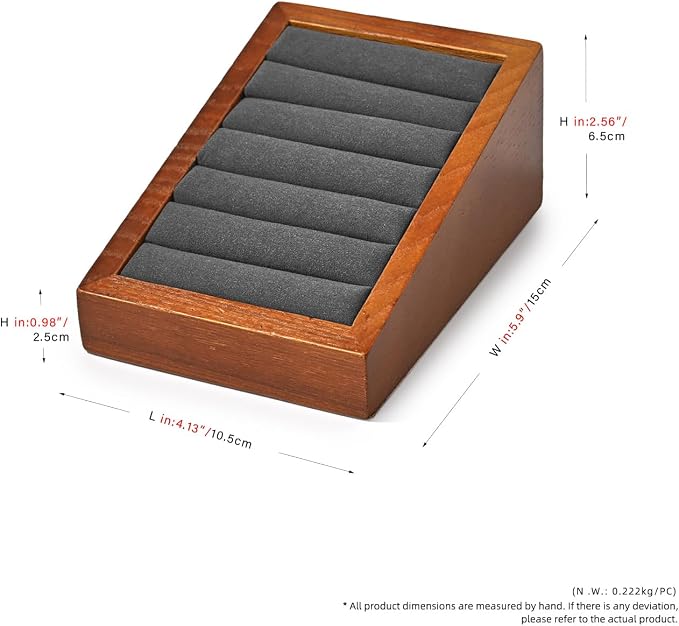 Oirlv Solid Wood Ring Tray Display Stand Slotted Jewelry Ring Showcase Display - Image 9