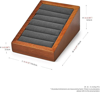 Oirlv Solid Wood Ring Tray Display Stand Slotted Jewelry Ring Showcase Display - Image 9