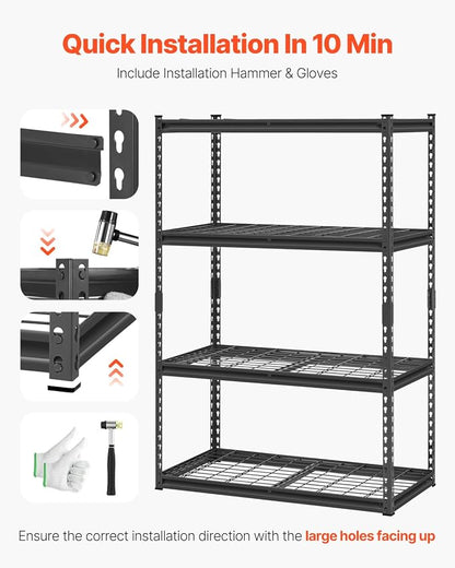 VEVOR Storage Shelves, 2400 lbs, 4 Tier Heavy Duty Garage Shelving, - Image 7