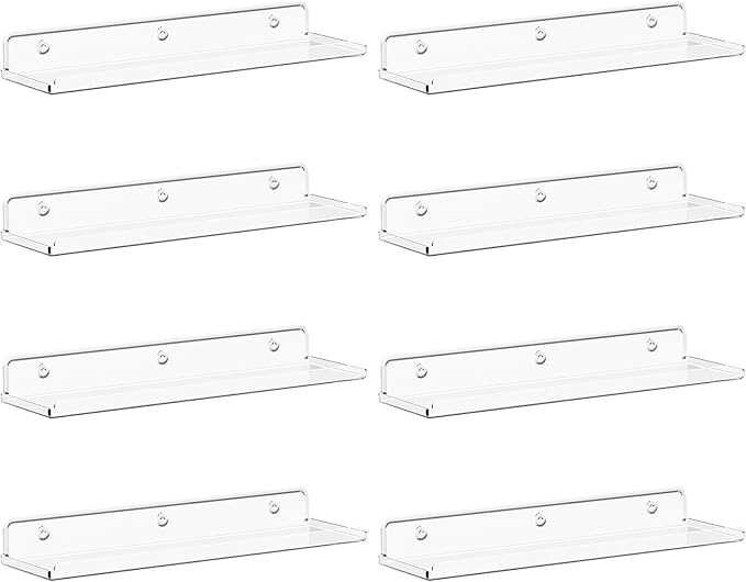 Lifewit Floating Shelves for Wall, 8 Pack Clear Acrylic Shelf 15" Room Decor by Lifewit