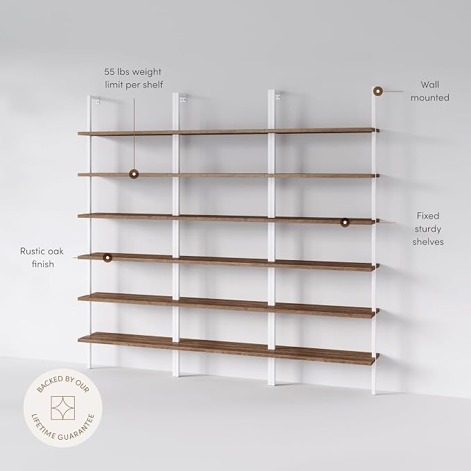 Nathan James Theo 6-Shelf Tall Bookcase, Wall Mount Bookshelf - Image 2