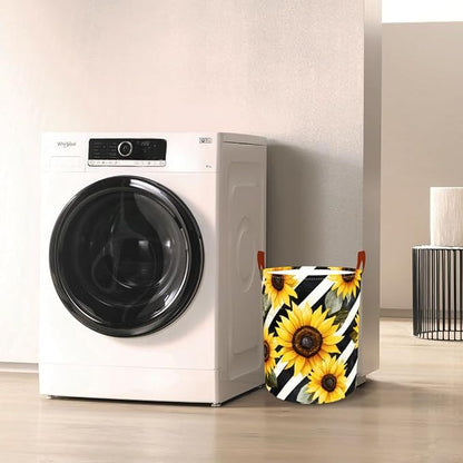Laundry Baskets 15.7x19.7 Inch Large Sunflower Striped Design Collapsible - Image 7