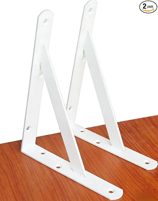 2 Pack L10 x H 8" White Heavy Duty Shelf Brackets by MHMYDZ