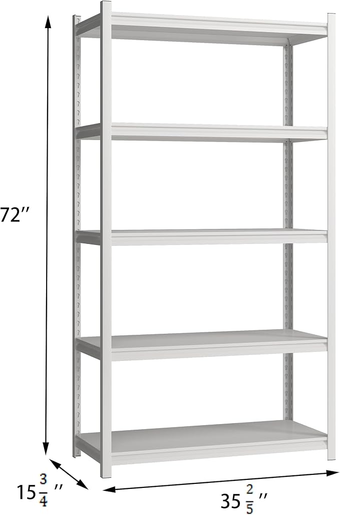 5 Tier Metal Storage Shelves Adjustable Garage Shelving, Heavy Duty Industrial - Image 2
