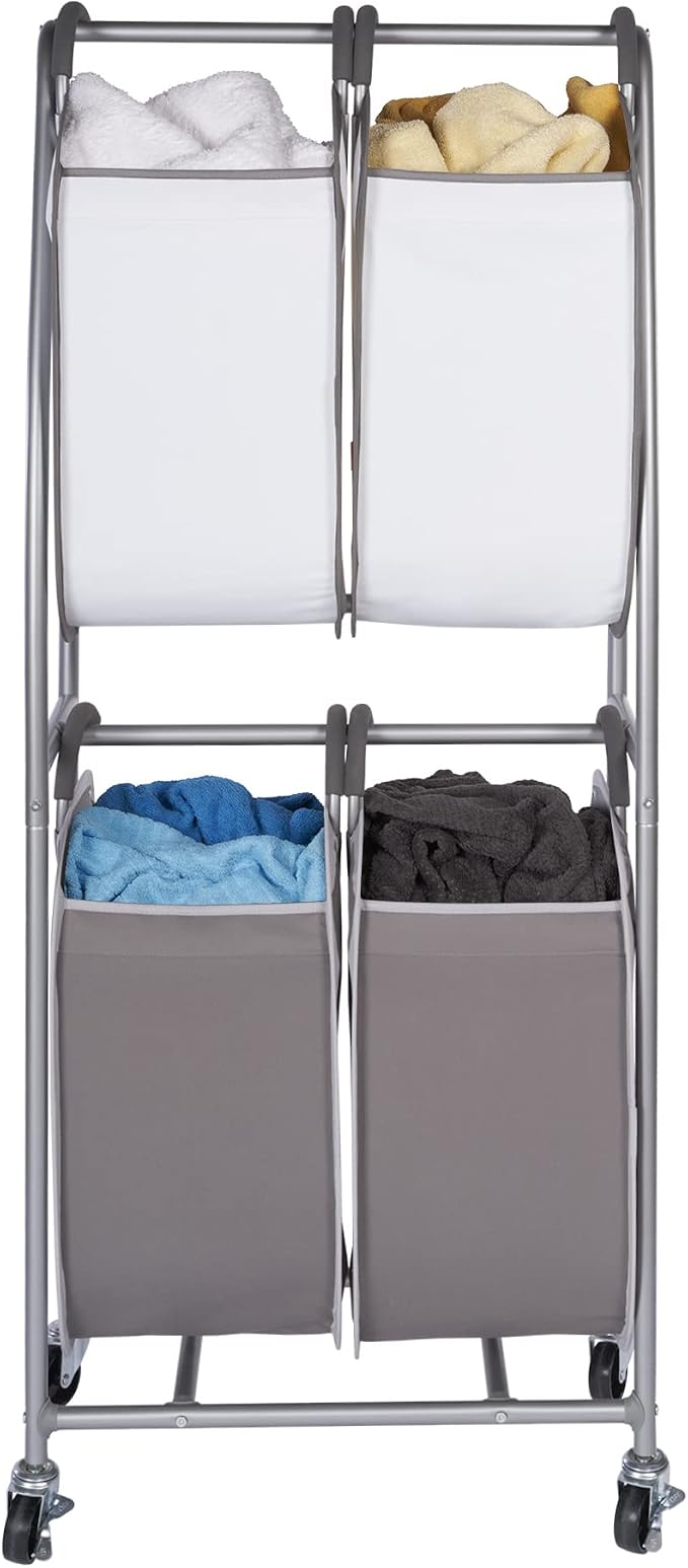 Neatfreak - 2 Tier Vertical Rolling Laundry Cart - Rolling Storage Cart On - Image 7