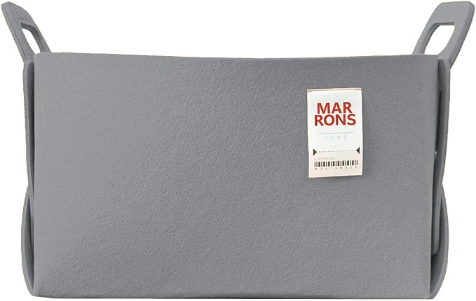 Collapsible Felt GRAY Storage Bin Large 14.6"x9.4"x9.4" – Foldable Basket by MARRONS