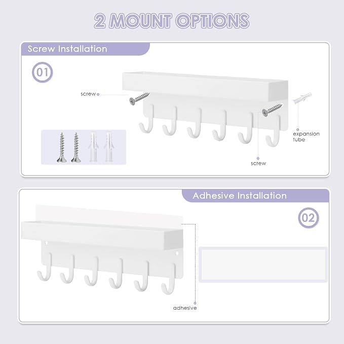 VIS'V Key Holder Wall Mount, Adhesive Key Rack - Image 2
