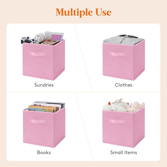 Lifewit Storage Cubes, 11 Inch Organizer Bins, 18L Pink, 6 Packs | Foldable - Image 5