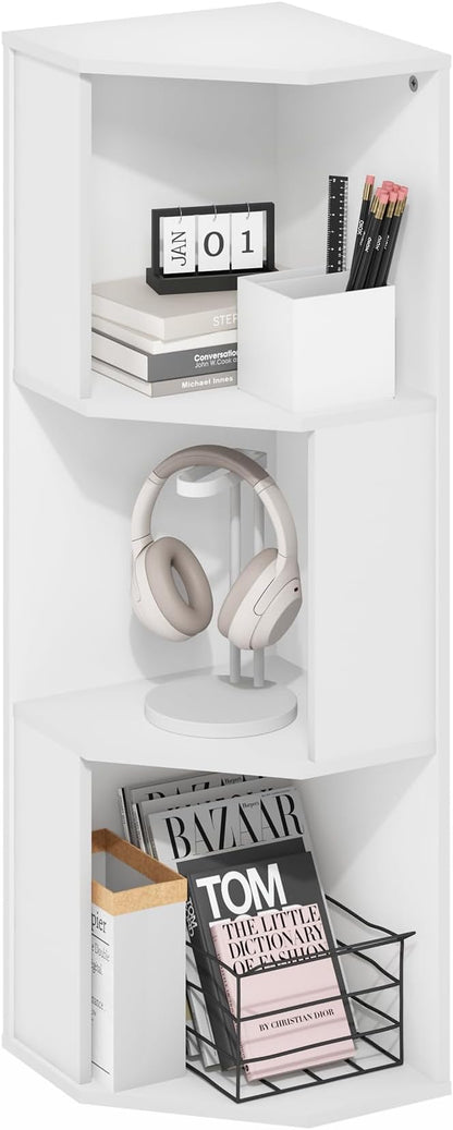 Furinno ECON Corner Shelf, 3-Tier Corner Book Shelf, Standing Storage Shelves by Furinno-FitsYourSpaceFitsYourBudget