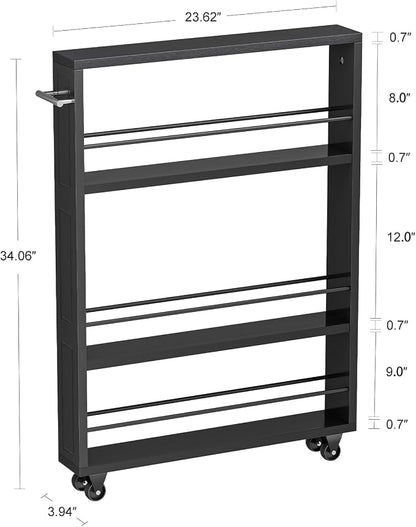 KLM Rolling Storage Cart 4-Tier Black Kitchen Cart - Image 6