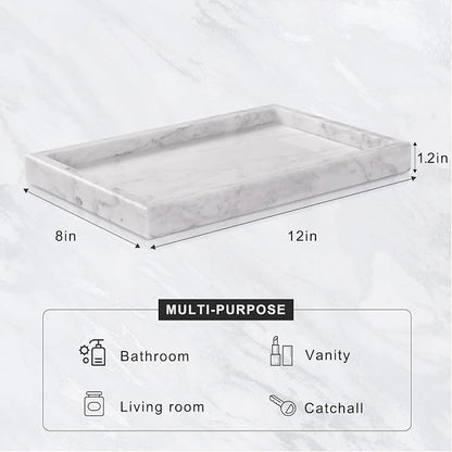 Marble Bathroom Tray for Countertop & Home Decor, Natural Decorative Marble - Image 3