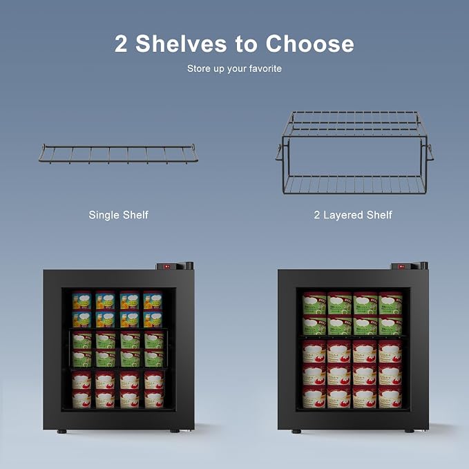 Northair Mini Freezer, 1.1 Cu Ft, -8°F to 14°F Glass Door Display, 2 Removable - Image 4
