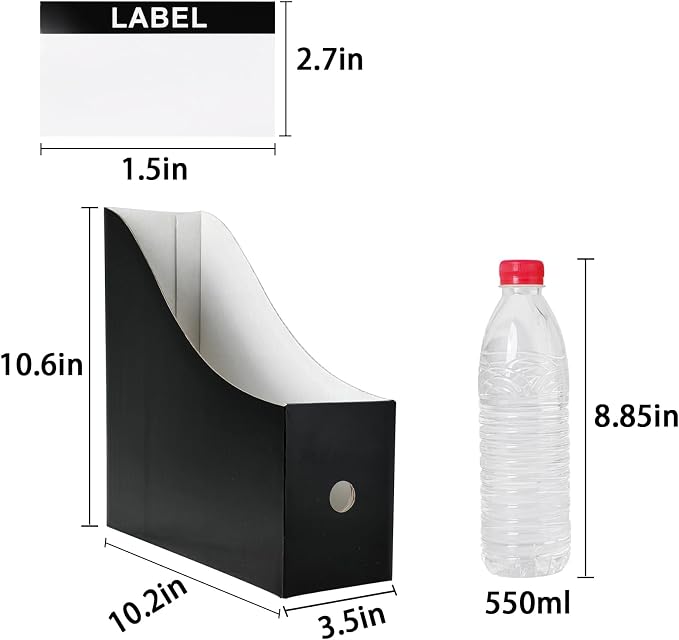 Limitliho 24 Pack Black Cardboard Magazine File Holder - Image 3