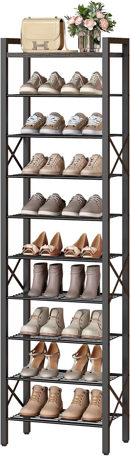 YATINEY 10-Tier Narrow Shoe Rack, Tall Shoe Rack - Image 9