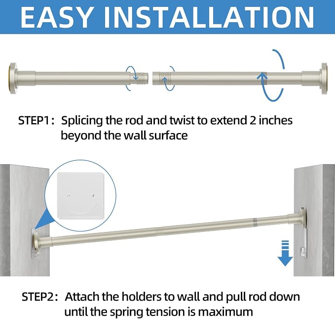 CorkLatta Nickel Adjustable Shower Curtain Rod 32 to 92 inch - Image 5