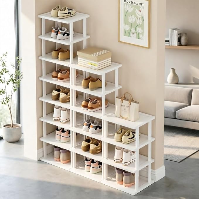 SAN HE Bamboo Shoe Rack 17 Tier- Vertical Shoe Rack - Image 5
