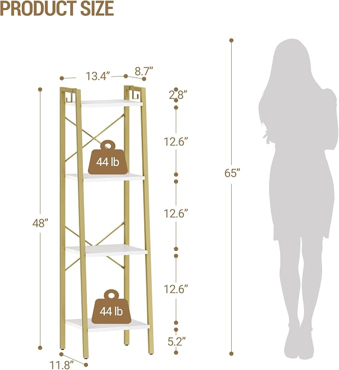 Hzuaneri Ladder Shelf, Freestanding Corner Storage Shelf | Bookcase - Image 2