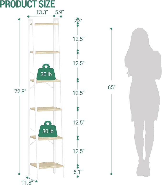 Hzuaneri Ladder Shelf, Freestanding Corner Storage Shelf | Bookcase - Image 2