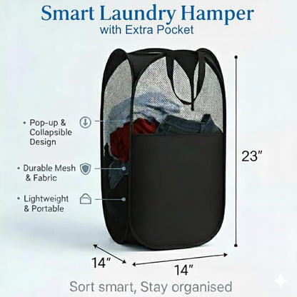 2-in-1 XL Hanging Laundry Hamper Bag 36x22in + Pop Up Mesh Laundry Basket | - Image 5