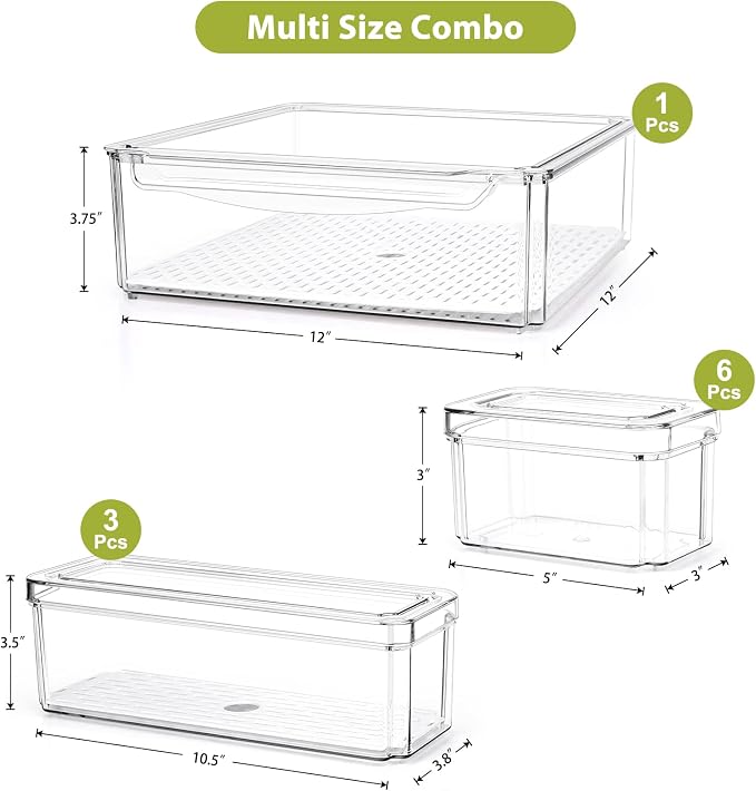 10 Pack Refrigerator Pantry Organizer Bins, Stackable Fridge Organizer Bins - Image 7