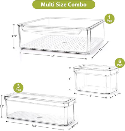 10 Pack Refrigerator Pantry Organizer Bins, Stackable Fridge Organizer Bins - Image 7