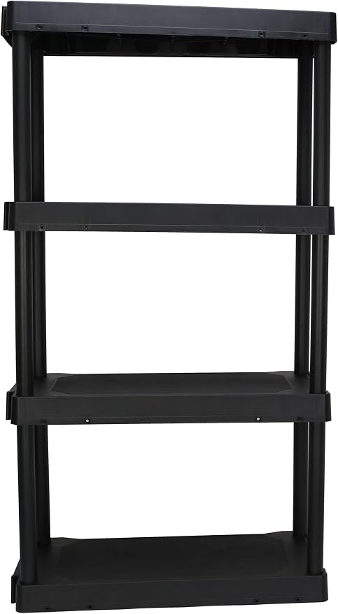 Black Plastic 4-Tier Shelving Unit, 280 lb Capacity, 56.2x30x13.8 Inches - Image 6