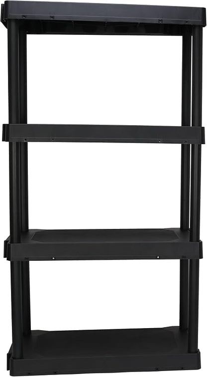 Black Plastic 4-Tier Shelving Unit, 280 lb Capacity, 56.2x30x13.8 Inches - Image 6