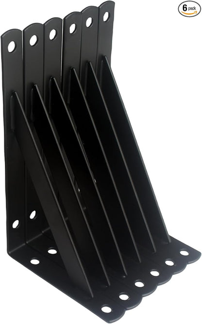 6 Pack L6 x H 3.5" Black Heavy Duty Shelf Brackets by MHMYDZ