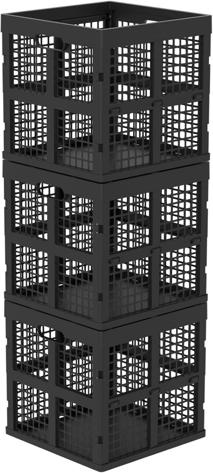 13 Inch Collapsible Milk Crate, Folding Storage Crates, 3 Packs | Stackable - Image 9
