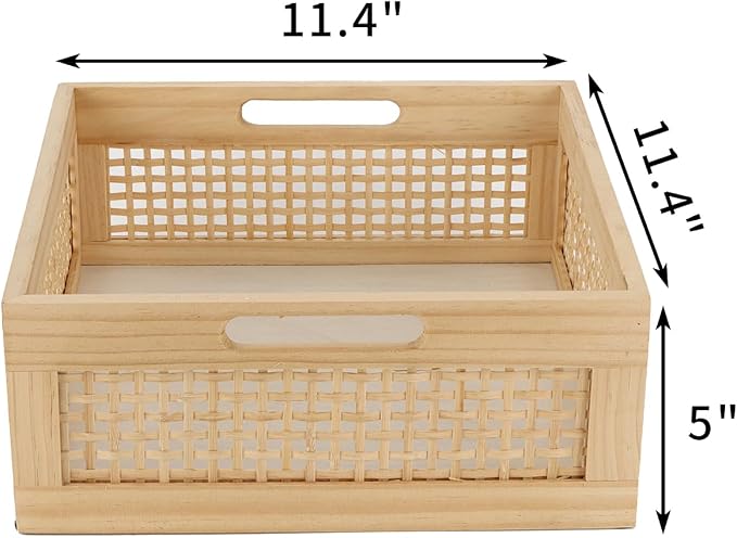 YRMT Wood Storage Crate Basket Rustic Wooden Storage Container - Image 4