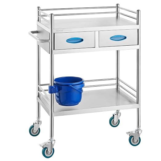 VEVOR Lab Serving Cart Utility Cart Stainless Steel Medical Cart by VEVOR