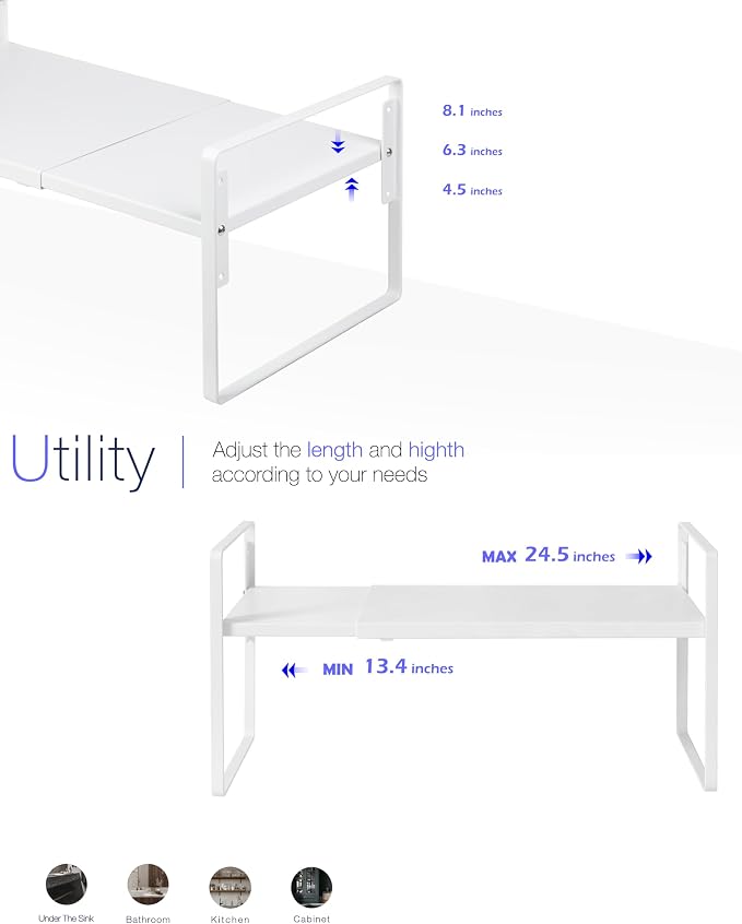 Nxconsu Cabinet Shelf Expandable Height Adjustable Shelf Organizer Riser - Image 5