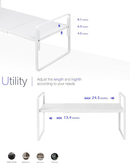 Nxconsu Cabinet Shelf Expandable Height Adjustable Shelf Organizer Riser - Image 5