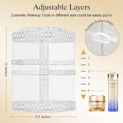 360 Rotating Makeup Organizer, DIY Adjustable Makeup Carousel Spinning Holder - Image 5