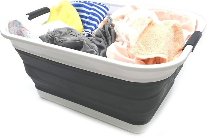 SAMMART 42L Collapsible Plastic Laundry Basket-Foldable Pop Up Storage - Image 7