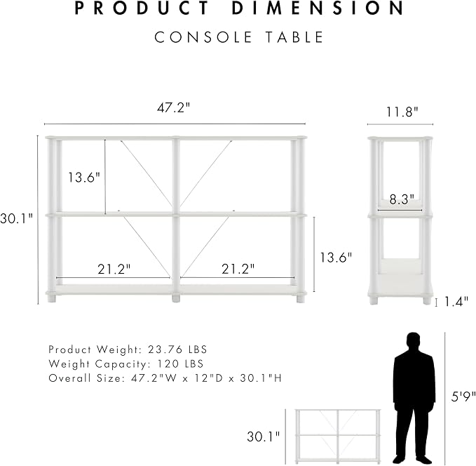 Homes: Inside + Out Apexa Modern 3-Tier Extra Wide Shelving Units, Collectibles - Image 3