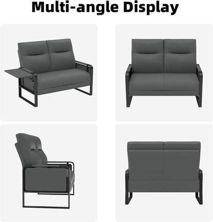 Faux Leather Loveseat, Upholstered Loveseat - Image 9