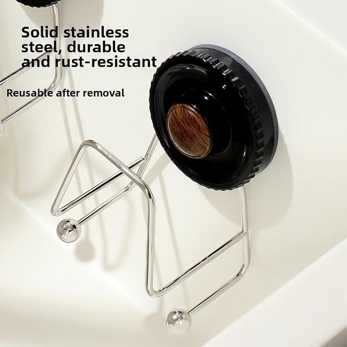 Kitchen Sink Organizer With Stainless Steel Suction Cup Sponge Holder - Image 4