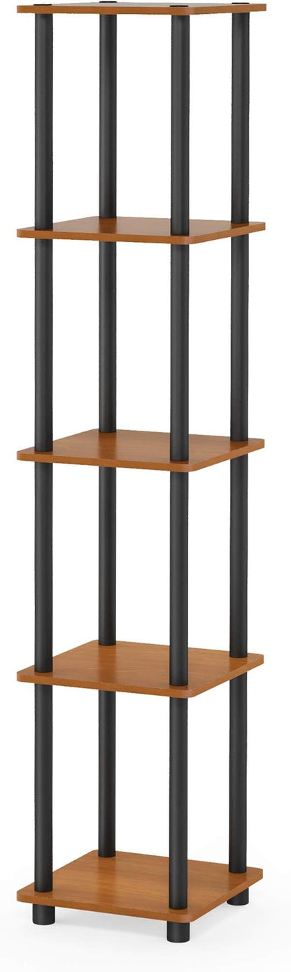FURINNO Turn-N-Tube 5-Tier Corner Square Rack Display Shelf, Light Cherry/Black - Image 6
