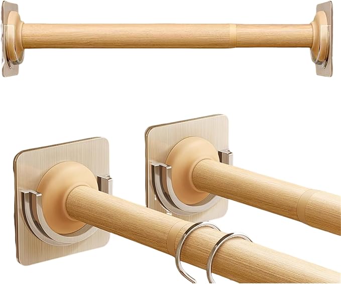 Closet Rods, Adjustable Imitation Wood Closet Rod by Unknown