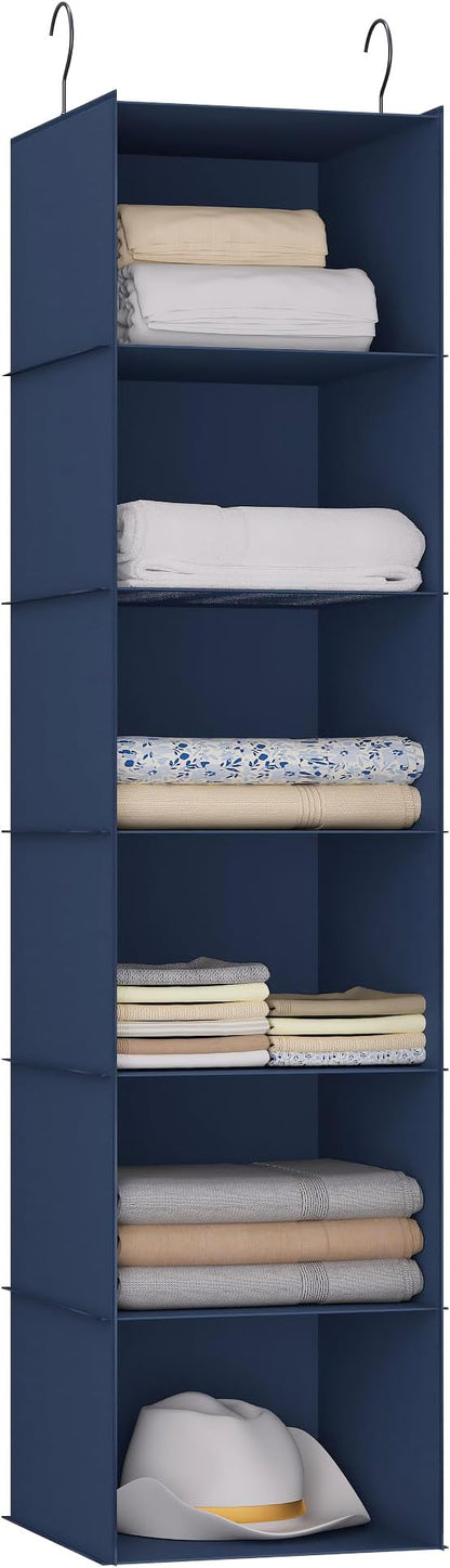 Hanging Closet Organizer and Storage 6-Shelf, Easy Mount Foldable Hanging by DonYeco