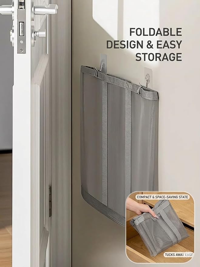 Wall-Mounted Foldable Laundry Basket, 41L Mesh Hamper, 2 Pack | Collapsible - Image 5