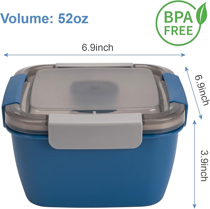 Salad Lunch Container To Go, 2 Packs 52-oz Salad Bowls to go - Image 5
