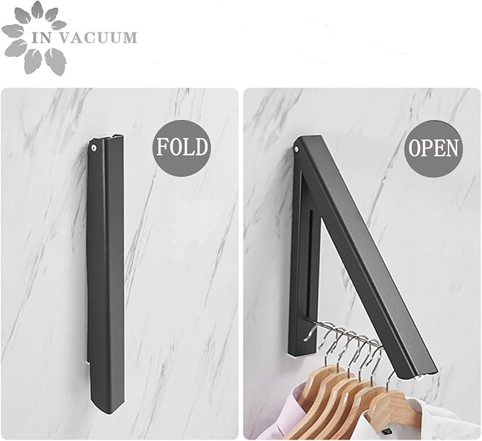 Laundry Drying Rack, Wall Mounted Retractable Clothes Hanger, Aluminium Home - Image 4