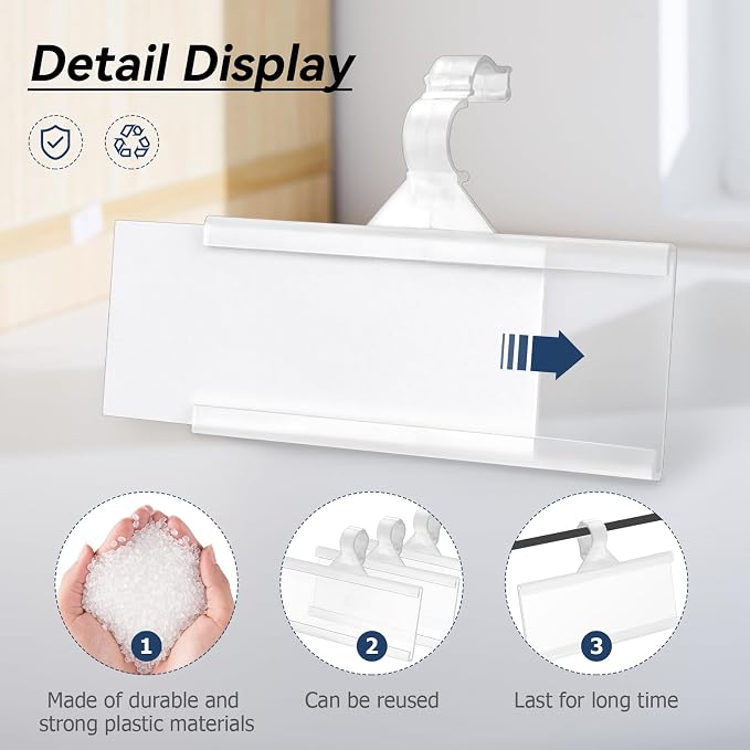 25Pcs Wire Shelf Label Holder, Reusable Plastic Shelf Tags - Image 2