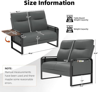 Faux Leather Loveseat, Upholstered Loveseat - Image 2