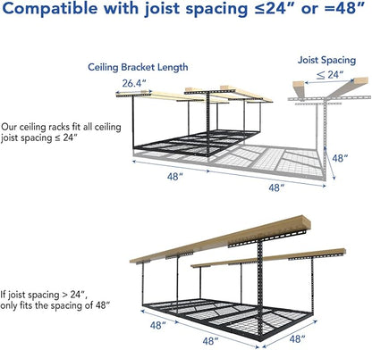 FLEXIMOUNTS Pro 4x8 Overhead Garage Storage Rack, Adjustable Storage - Image 4